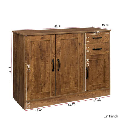 43.3 Inch Modern Wood Buffet Sideboard with 2 doors