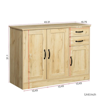 43.3 Inch Modern Wood Buffet Sideboard with 2 doors