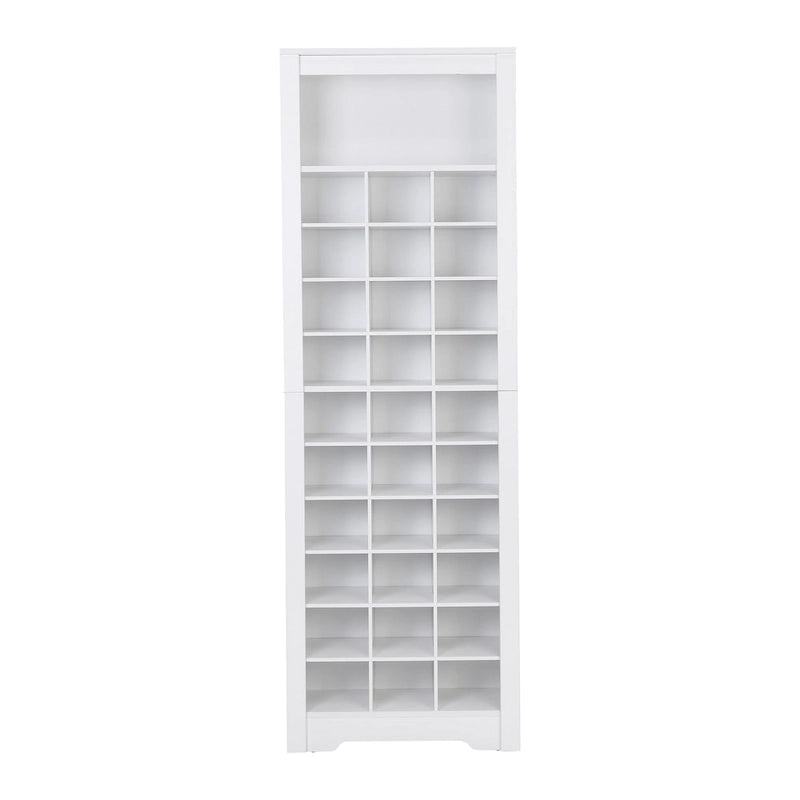 Modern Free Standing 30 Shoe Cubby Tall Cabinet