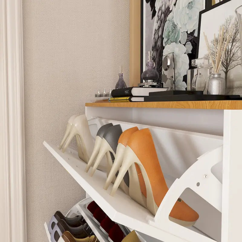 Timechee Wood 3-Drawer Entryway Shoe Cabinet Shoe Storage Rack