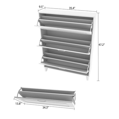 Timechee Wood 3-Drawer Entryway Shoe Cabinet Shoe Storage Rack