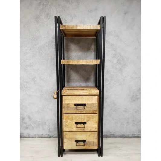 Handmade Mango Wood Tall Rack with Wood Drawers (India) - 71H x 23.75W x 15.75D