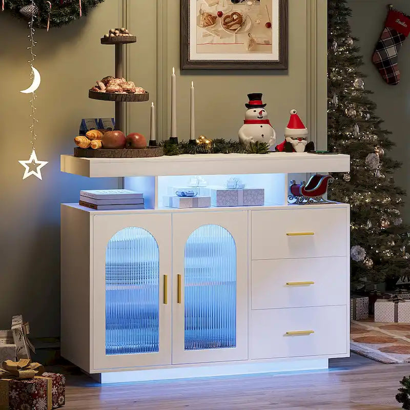 39Wide Sideboard With LED Light - N/A
