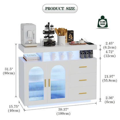39Wide Sideboard With LED Light - N/A