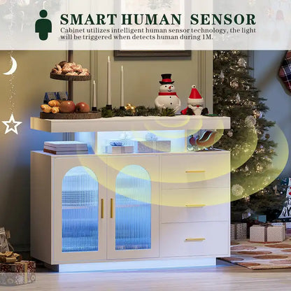 39Wide Sideboard With LED Light - N/A