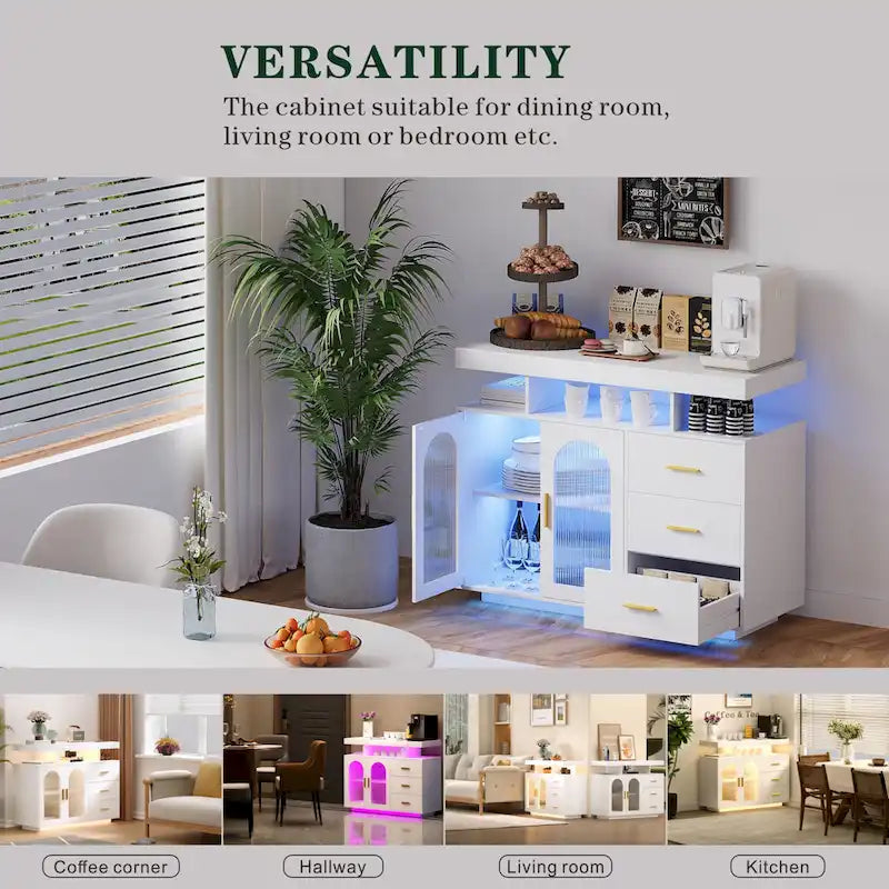 39Wide Sideboard With LED Light - N/A