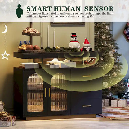 39Wide Sideboard With LED Light - N/A