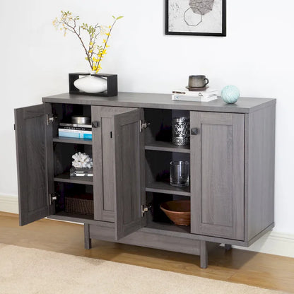 Q-Max 47W Sideboard Storage Cabinet, Dining Server Cupboard Buffet Table with Two Storage Cabinets