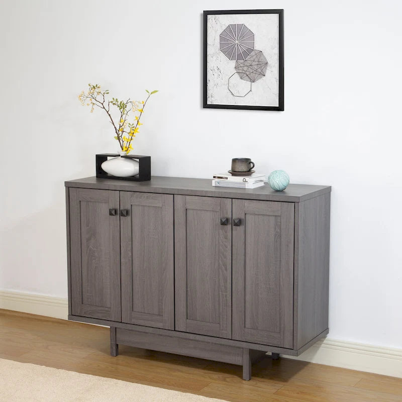 Q-Max 47W Sideboard Storage Cabinet, Dining Server Cupboard Buffet Table with Two Storage Cabinets