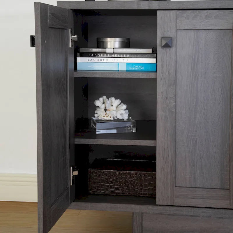 Q-Max 47W Sideboard Storage Cabinet, Dining Server Cupboard Buffet Table with Two Storage Cabinets