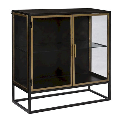 Brynlee 36-inch Gunmetal and Brass Finished Iron and Glass 2-Door Sideboard