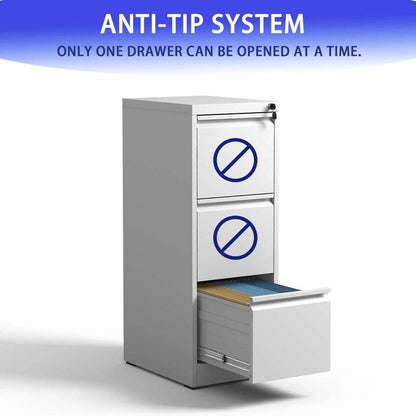3 Drawer Metal Vertical Filing Cabinet with Lock,A4 Legal/Letter Size