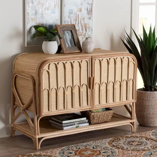 Gitano Bohemian Natural Rattan 2-Door Storage Cabinet
