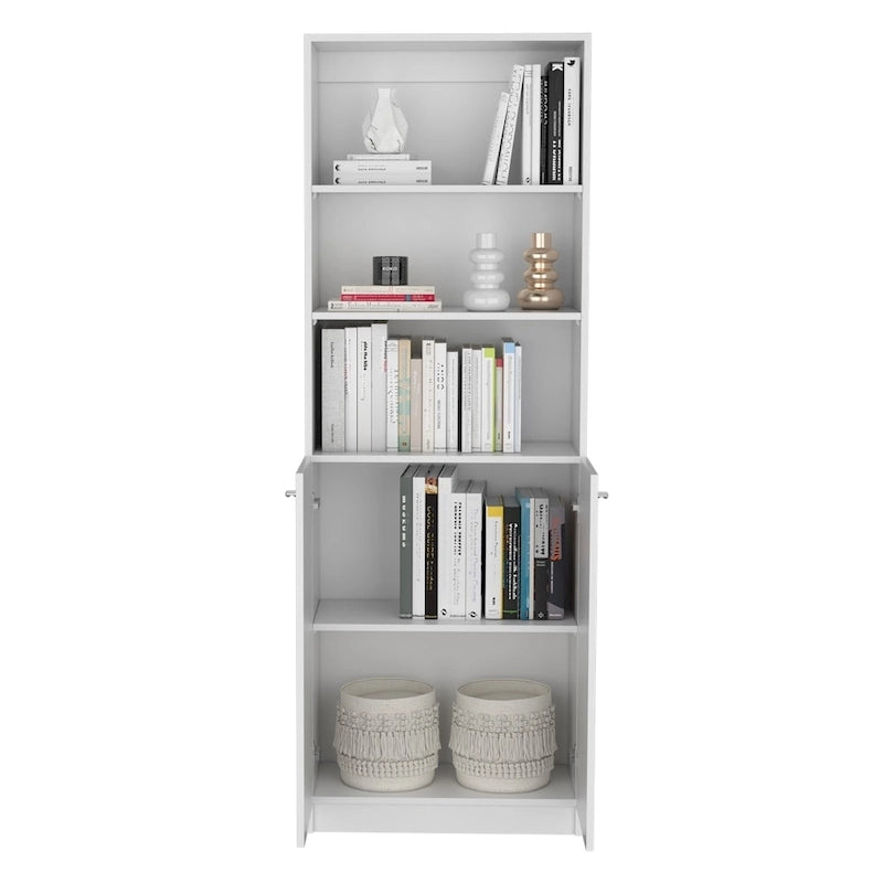 Kenyon Tall 4-Shelf wide and Cabinet Bookcase Set of 2