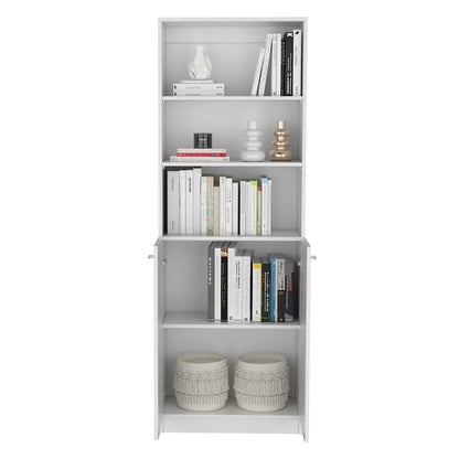 Kenyon Tall 4-Shelf wide and Cabinet Bookcase Set of 2