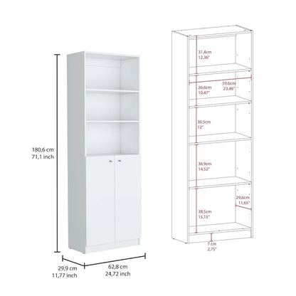 Kenyon Tall 4-Shelf wide and Cabinet Bookcase Set of 2