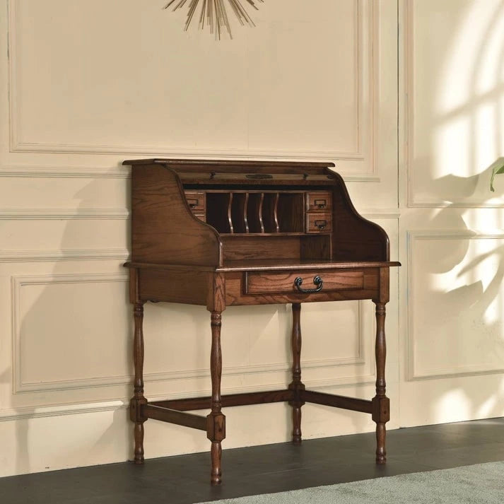 32 Mini Roll Top Desk w/ USB Power Outlet - N/A