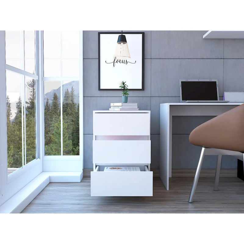 FM Furniture Vienna Three Drawers Filing Cabinet Roller Blade Glide