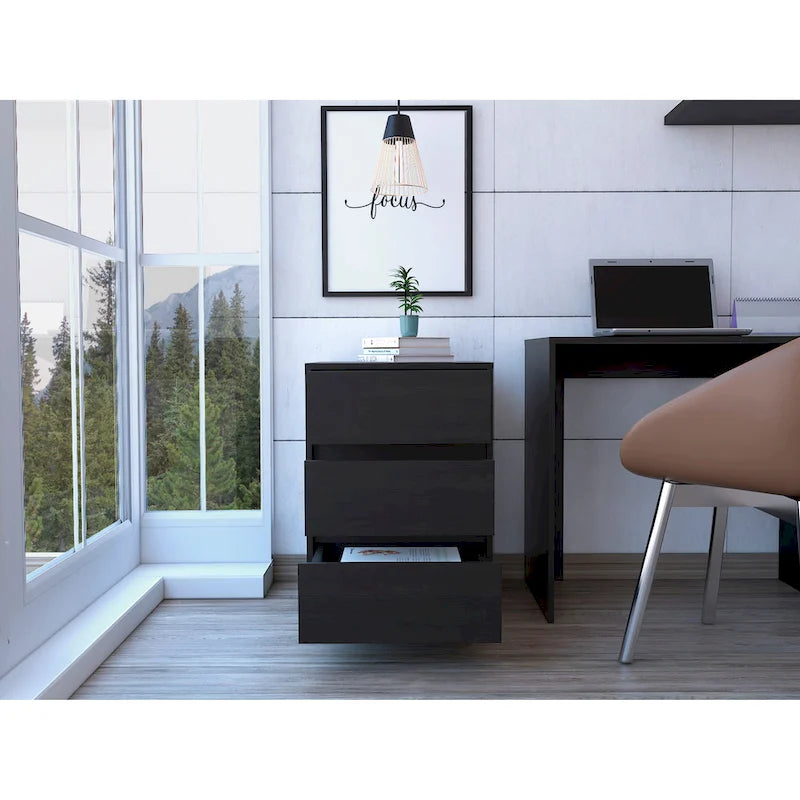 FM Furniture Vienna Three Drawers Filing Cabinet Roller Blade Glide