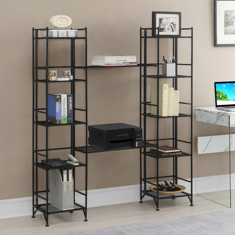 Convenience Concepts Xtra Storage 5 Tier Folding Metal Shelves with Set of 2 Extension Shelves