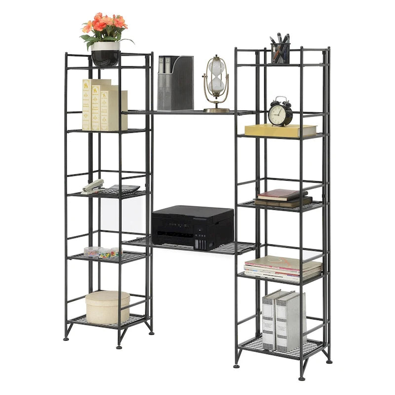 Convenience Concepts Xtra Storage 5 Tier Folding Metal Shelves with Set of 2 Extension Shelves