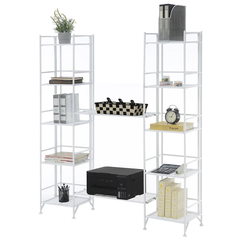 Convenience Concepts Xtra Storage 5 Tier Folding Metal Shelves with Set of 2 Extension Shelves