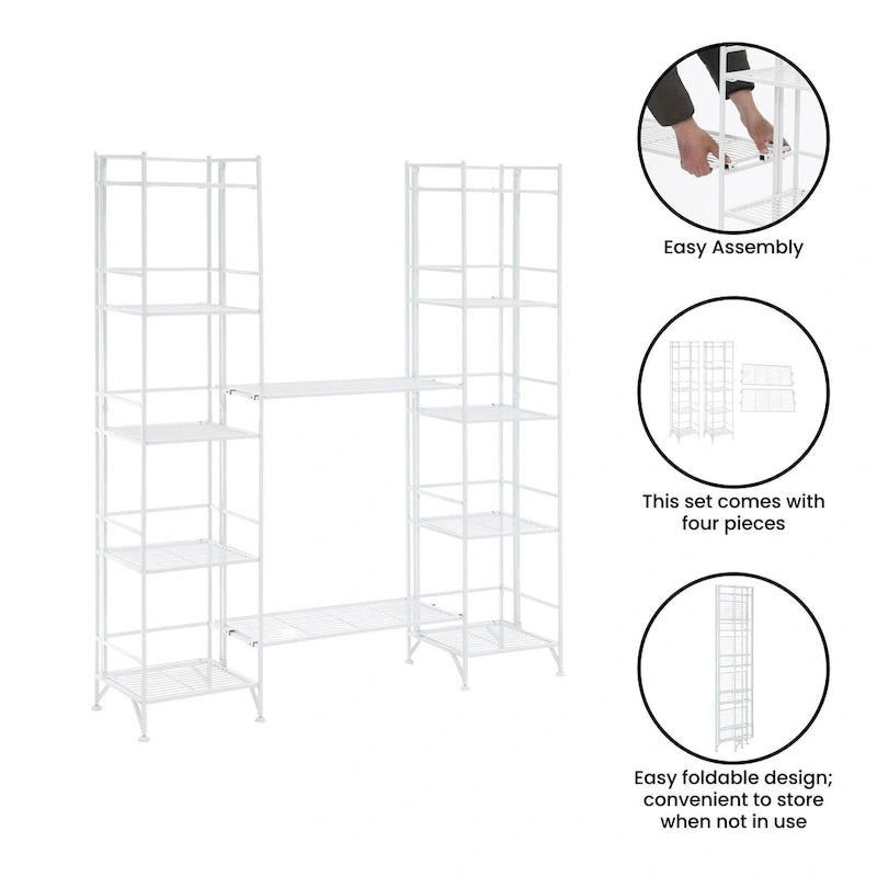 Convenience Concepts Xtra Storage 5 Tier Folding Metal Shelves with Set of 2 Extension Shelves