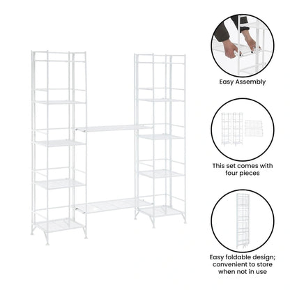 Convenience Concepts Xtra Storage 5 Tier Folding Metal Shelves with Set of 2 Extension Shelves