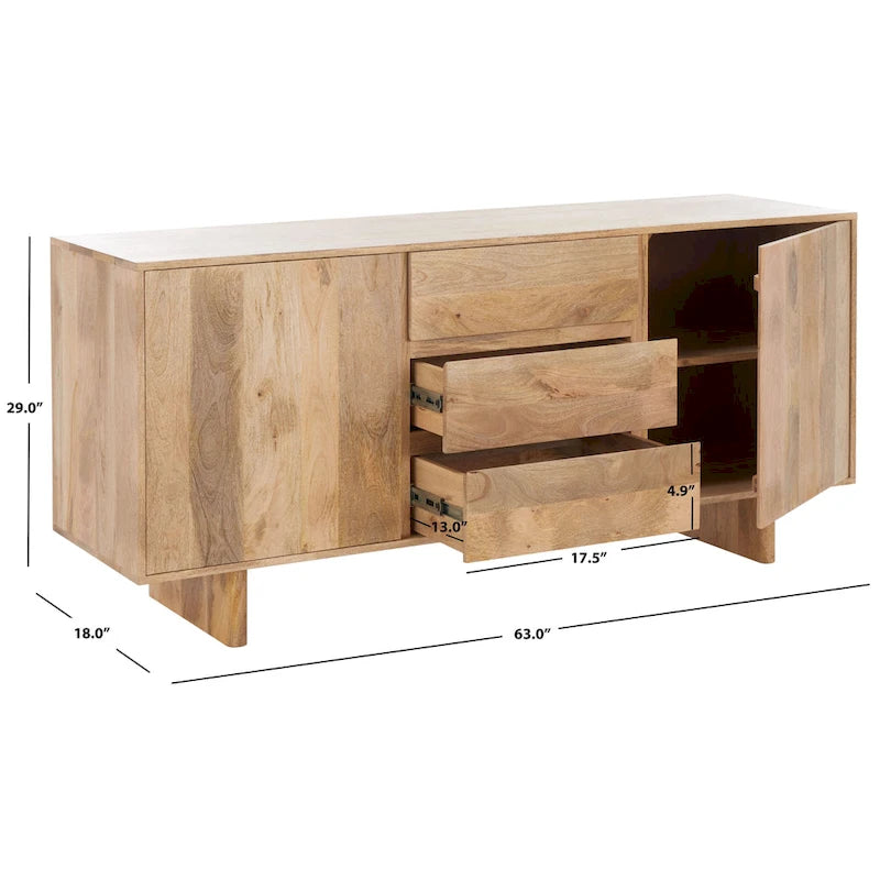 Couture Zhanat Natural Wood Sideboard - 63 W x 18 D x 29 H - 63Wx18Dx29H Cabinet - image 2