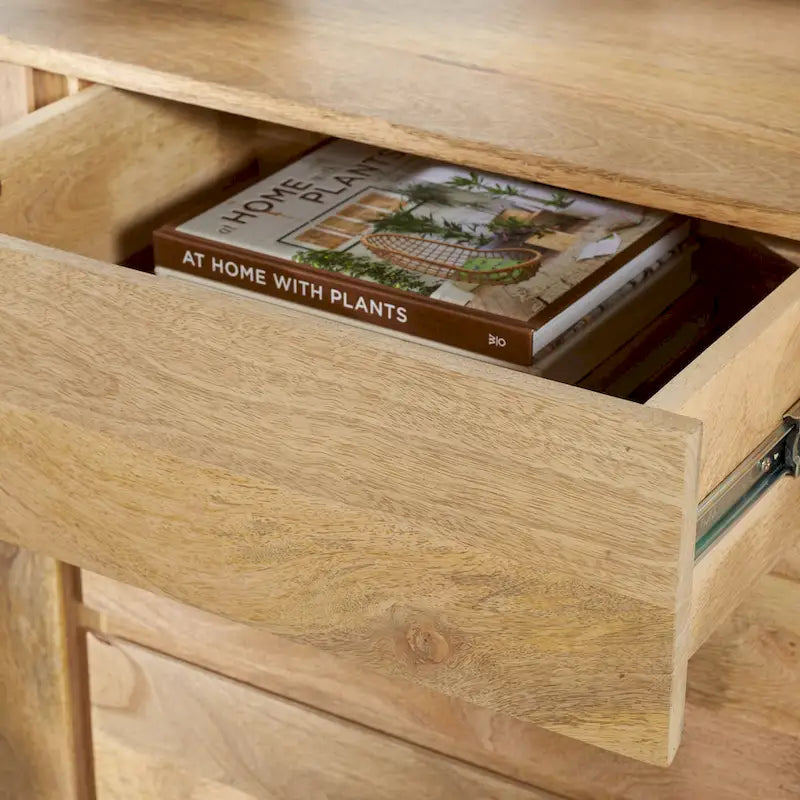 Couture Zhanat Natural Wood Sideboard - 63 W x 18 D x 29 H - 63Wx18Dx29H Cabinet - image 3