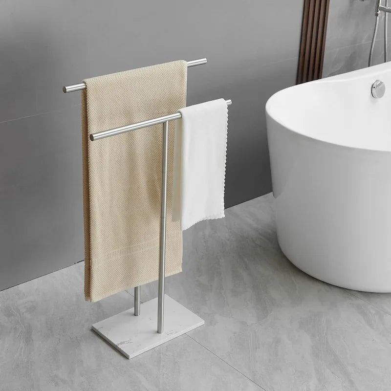 Countertop Double-T Towel Holder with Marble Base
