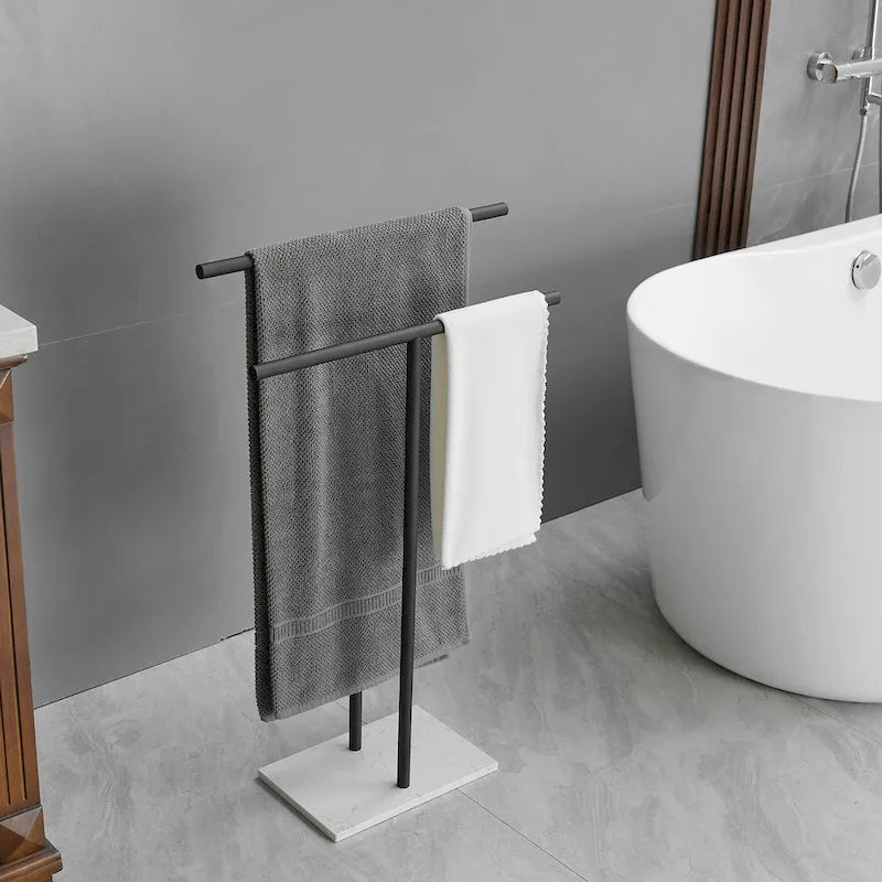 Countertop Double-T Towel Holder with Marble Base