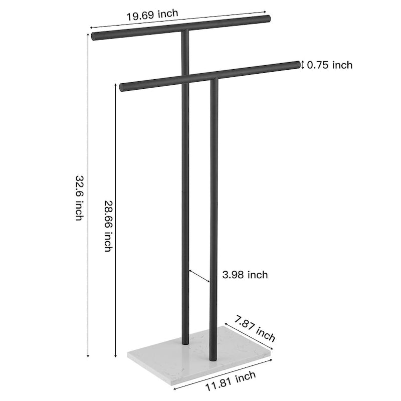Countertop Double-T Towel Holder with Marble Base