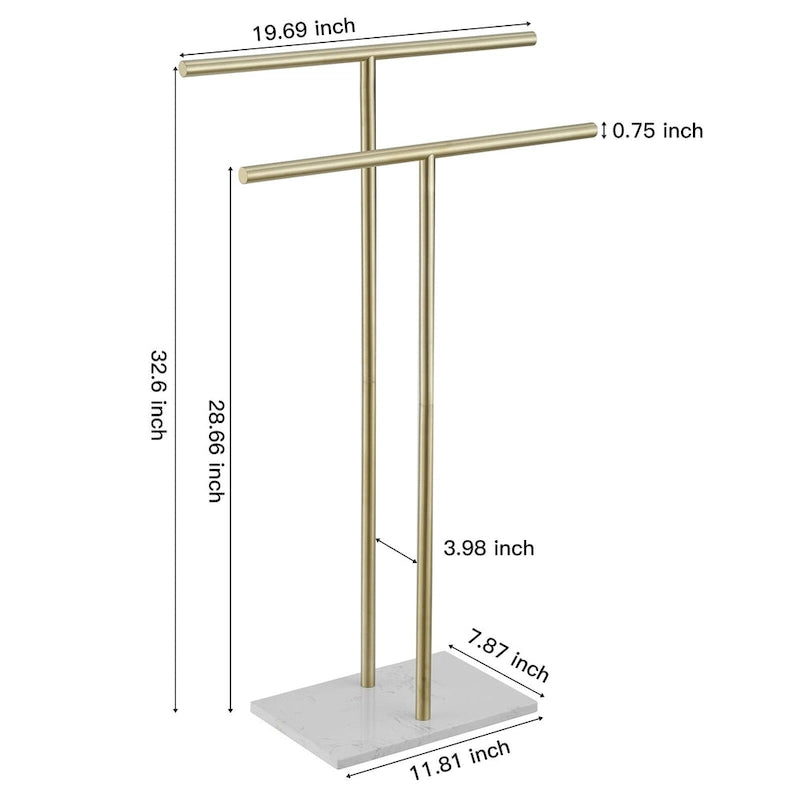Countertop Double-T Towel Holder with Marble Base