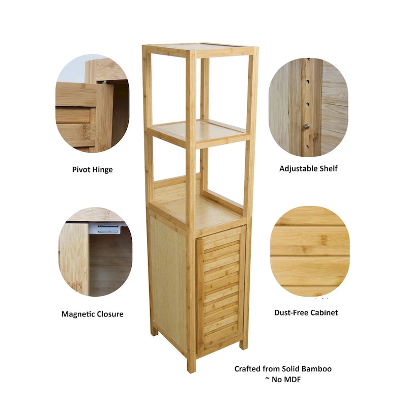 Porch & Den Burning Tree Solid Bamboo Spa Storage Tower Cabinet