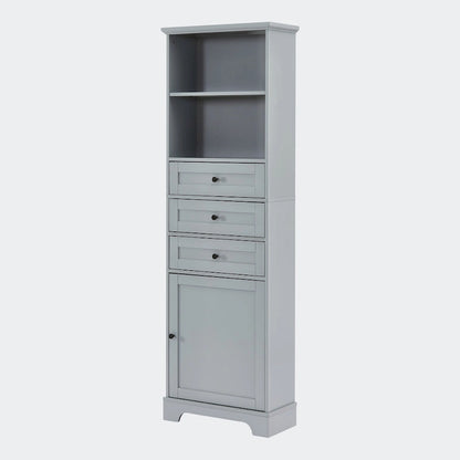 Tall Storage Cabinet with 3 Drawers and Shelves