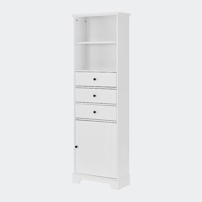 Tall Storage Cabinet with 3 Drawers and Shelves