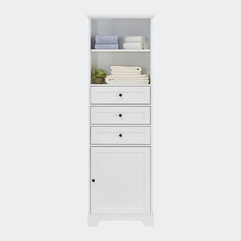 Tall Storage Cabinet with 3 Drawers and Shelves