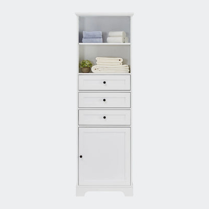 Tall Storage Cabinet with 3 Drawers and Shelves