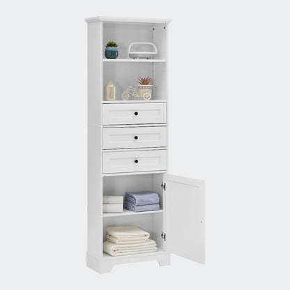 Tall Storage Cabinet with 3 Drawers and Shelves