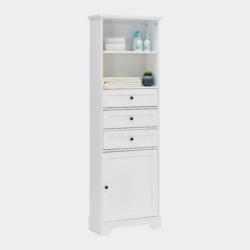 Tall Storage Cabinet with 3 Drawers and Shelves