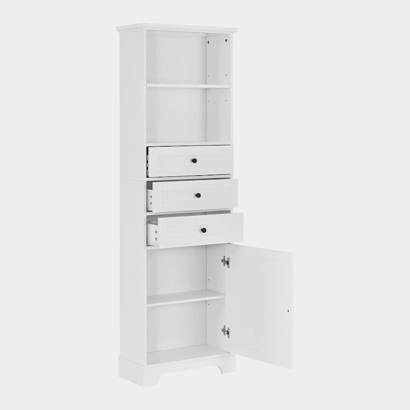 Tall Storage Cabinet with 3 Drawers and Shelves