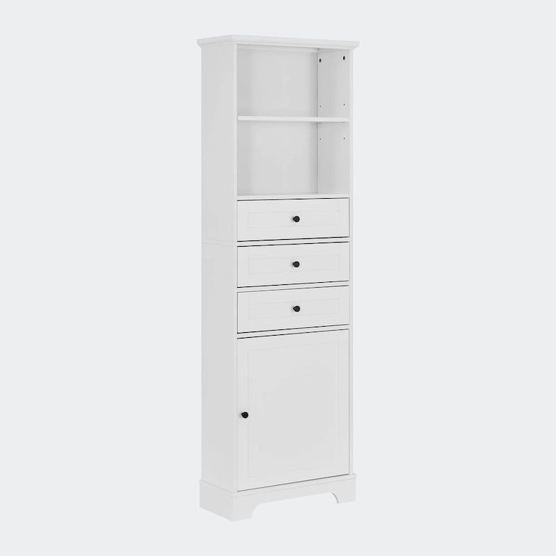 Tall Storage Cabinet with 3 Drawers and Shelves