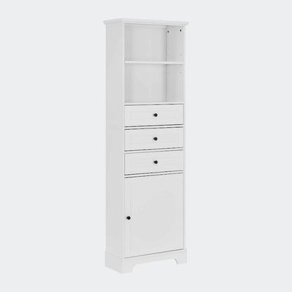Tall Storage Cabinet with 3 Drawers and Shelves