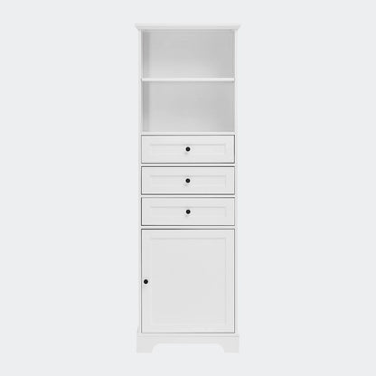 Tall Storage Cabinet with 3 Drawers and Shelves