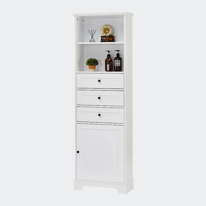 Tall Storage Cabinet with 3 Drawers and Shelves