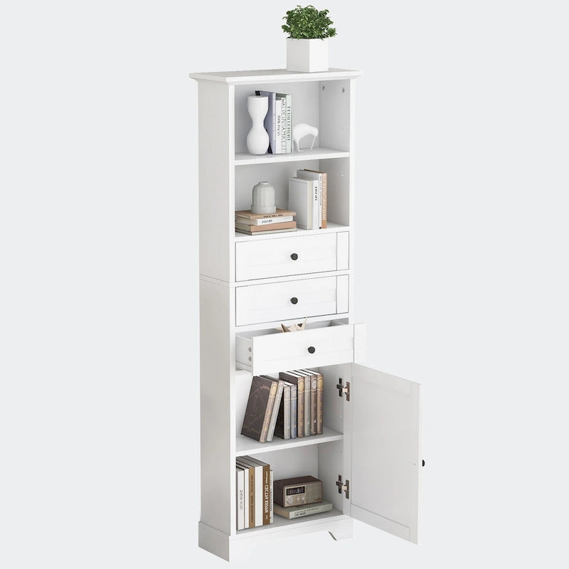 Tall Storage Cabinet with 3 Drawers and Shelves