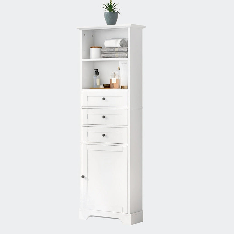 Tall Storage Cabinet with 3 Drawers and Shelves