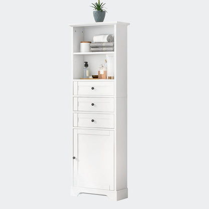 Tall Storage Cabinet with 3 Drawers and Shelves