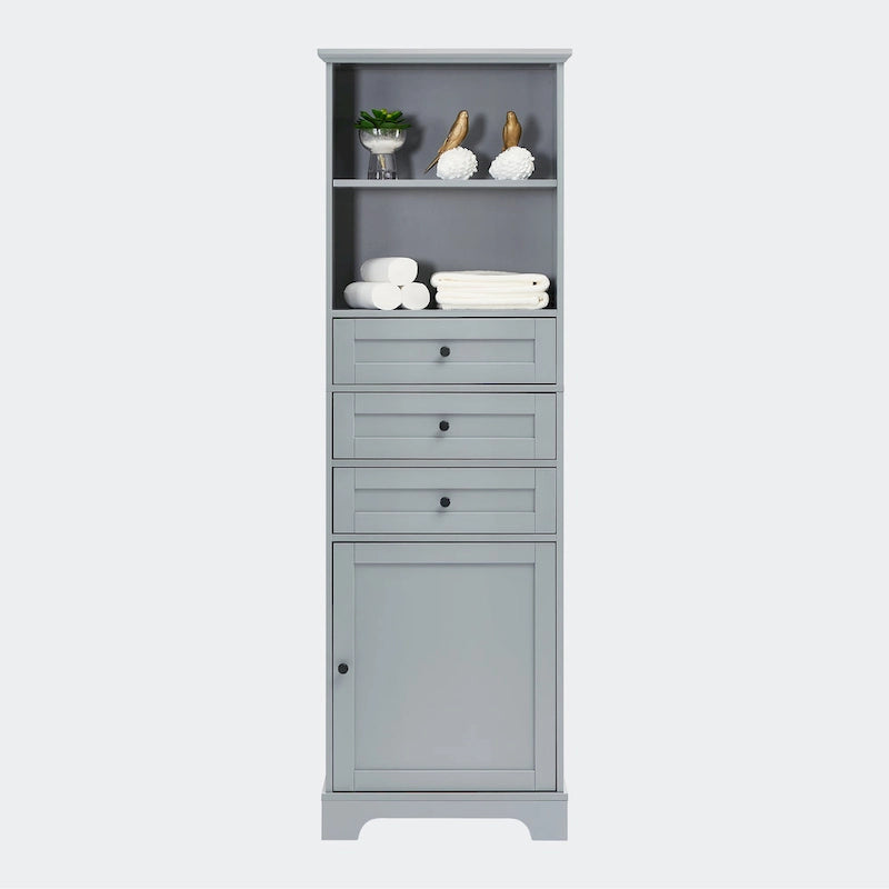 Tall Storage Cabinet with 3 Drawers and Shelves